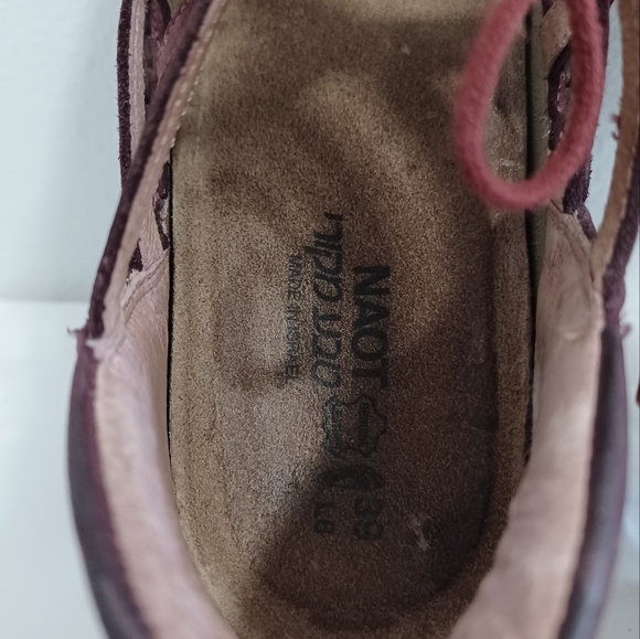 Naot Ghillie Platform wedge strappy sandals Burgundy lace-up size 39 - Picture 3 of 10